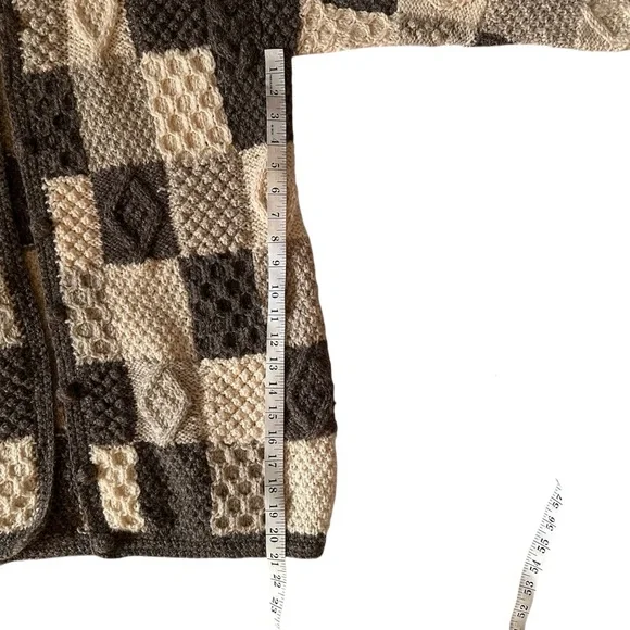 Vintage Blarney Woolen Mills Chunky Wool Patchwork Cardigan Sweater Size: XL - Picture 12 of 13